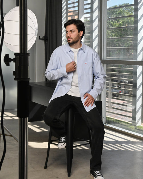 BLUE STRIPED OVERSHIRT