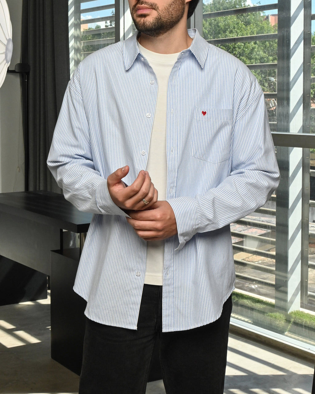 BLUE STRIPED OVERSHIRT