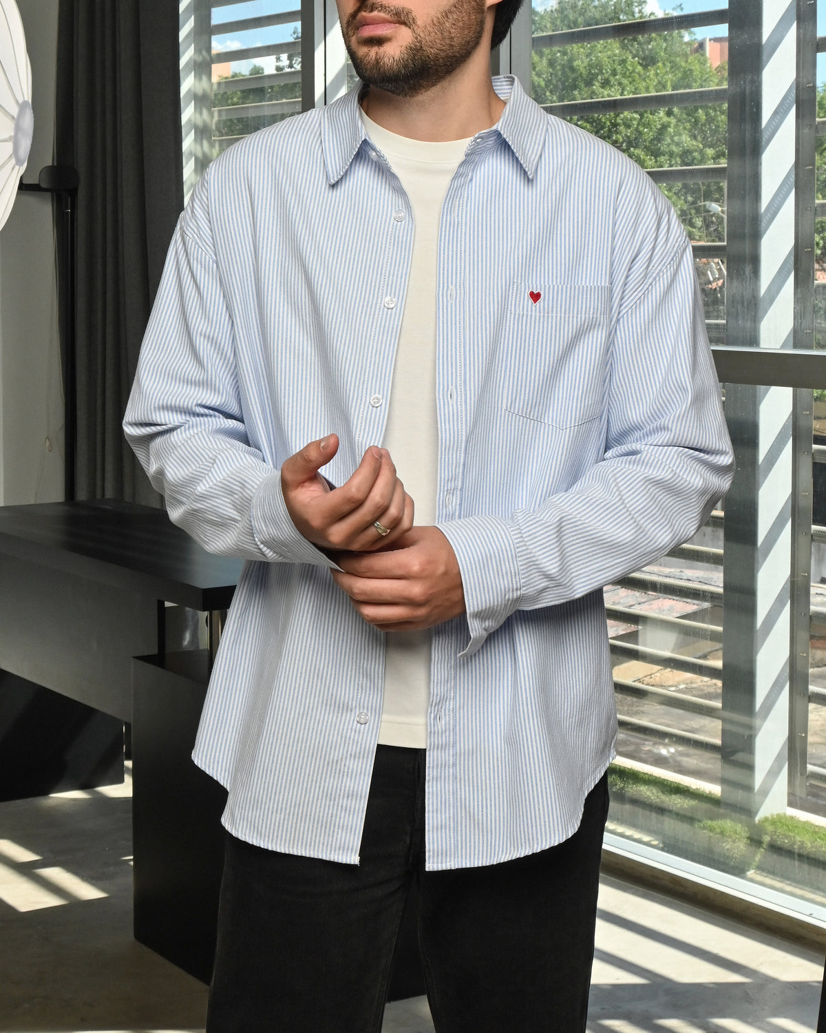 BLUE STRIPED OVERSHIRT