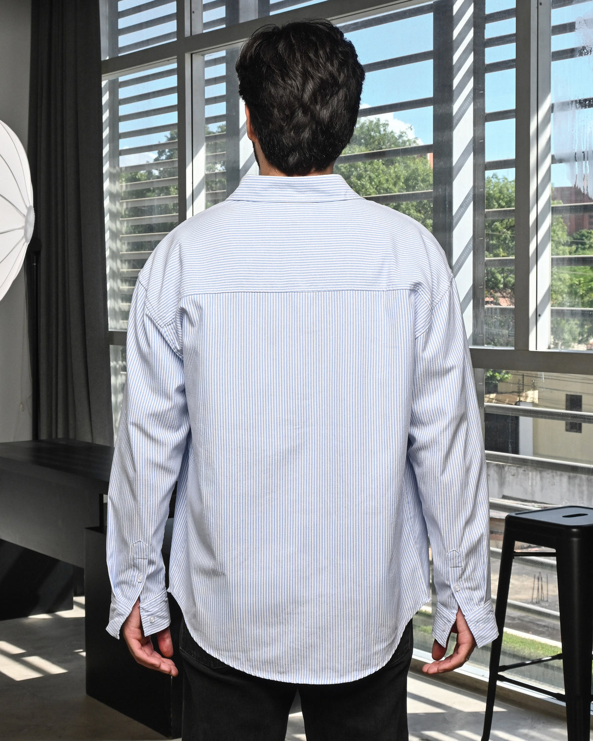 BLUE STRIPED OVERSHIRT